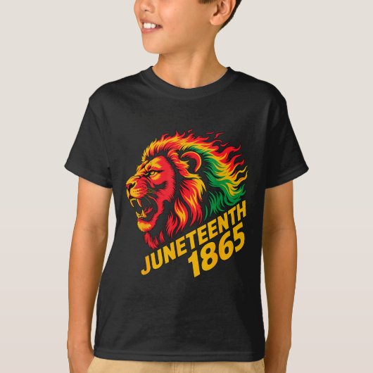 Juneteenth 1865 leeuw rasta t-shirt (Voorkant)