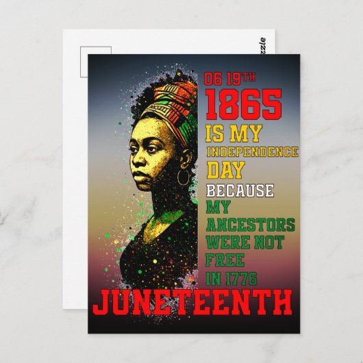 Juneteenth 1865 My Independence Day Pan-Afrikaans Briefkaart (Voorkant / Achterkant)