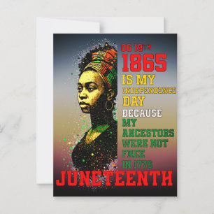 Juneteenth 1865 My Independence Day Pan-Afrikaans Briefkaart
