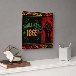 Juneteenth 1865 Opgeheven Vuist Vierkante Klok