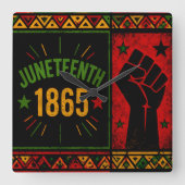 Juneteenth 1865 Opgeheven Vuist Vierkante Klok (Voorkant)