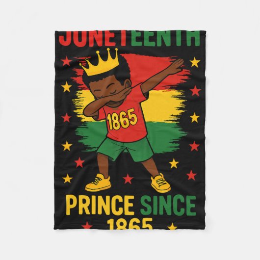 Juneteenth 1865 Peuters Jongen Dabbing Prins Afro Fleece Deken (Voorkant)