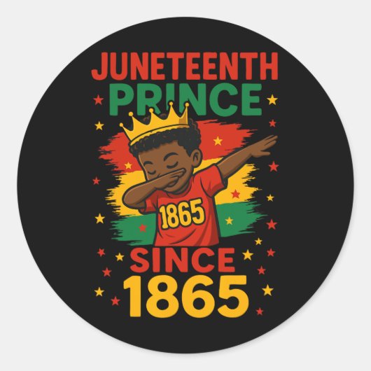 Juneteenth 1865 Peuters Jongen Dabbing Prins Afro Ronde Sticker (Voorkant)