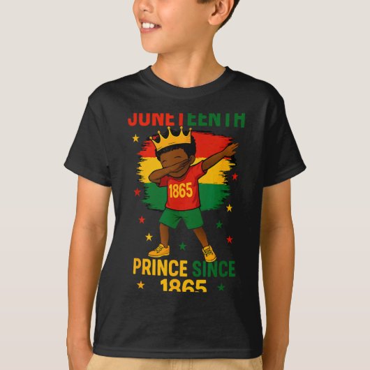 Juneteenth 1865 peuters peuter dabben prins afro t-shirt (Voorkant)