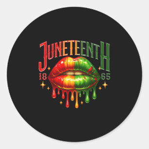 Juneteenth 1865 Queen Black Melanin Lips African F Ronde Sticker