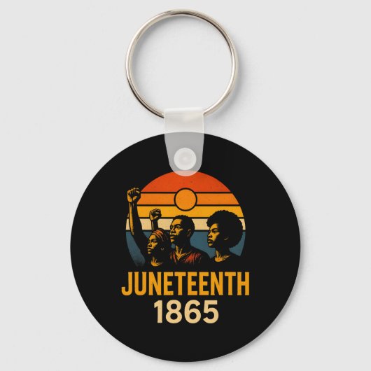 Juneteenth 1865 Retro Zonsondergang Zwarte Geschie Sleutelhanger (Voorkant)