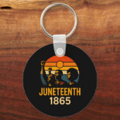 Juneteenth 1865 Retro Zonsondergang Zwarte Geschie Sleutelhanger (Voorkant)