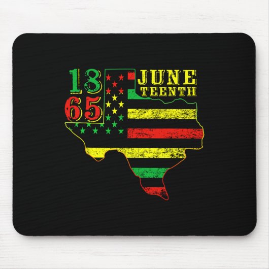 Juneteenth 1865 Texas Kaart Amerikaanse Vlag Afro Muismat (Voorkant)