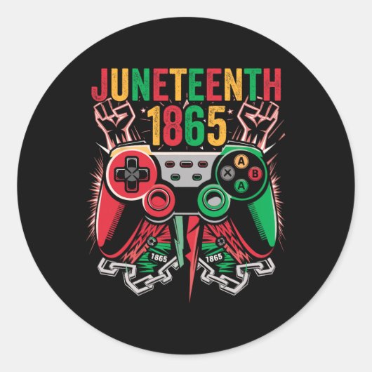 Juneteenth 1865 Videogame Vier Juneteenth Ki Ronde Sticker (Voorkant)