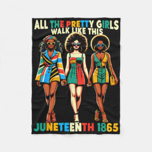 Juneteenth 1865 Vier de vrijheid vieren zwart Fleece Deken