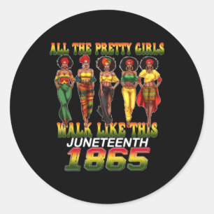 Juneteenth 1865 Vier de vrijheid vieren zwart Ronde Sticker