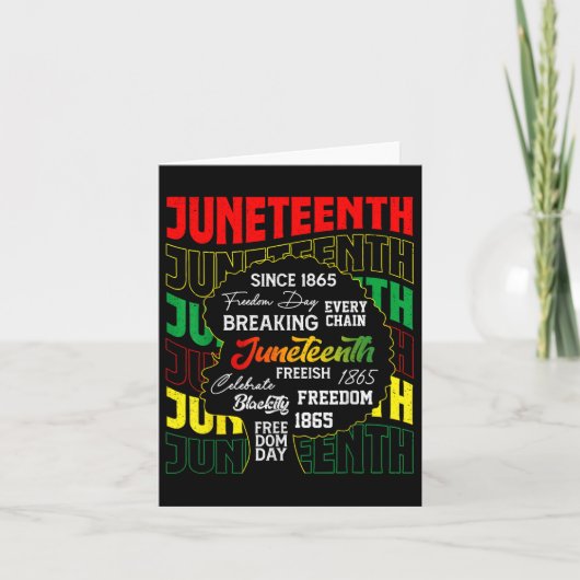 Juneteenth 1865 Vrijheidsdag Afrikaans 19 juni Kaart (Voorkant)