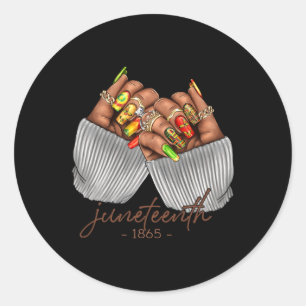 Juneteenth 1865 Zwart Afrikaans Meisje Vrouw Kinde Ronde Sticker