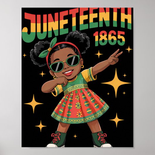 Juneteenth 1865 Zwarte Afro-Amerikaanse Meisjes Ki Poster (Voorkant)