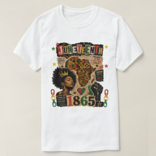 Juneteenth 1865 Zwarte Afro Koningin Afrikaanse ke T-shirt