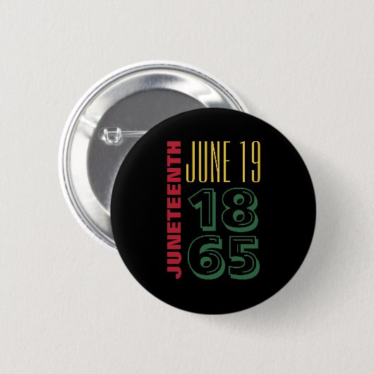 Juneteenth 19 juni 1865 Typografie Zwart geschiede Ronde Button 5,7 Cm (Voorkant /achterkant)