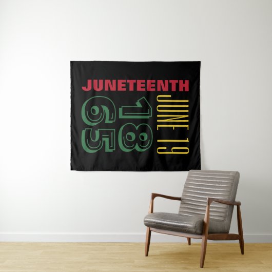 Juneteenth 19 juni 1865 Typografie Zwarte Geschied Wandkleed (In Situ (horizontaal))
