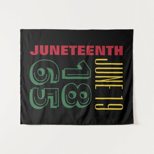 Juneteenth 19 juni 1865 Typografie Zwarte Geschied Wandkleed (Voorkant (horizontaal))