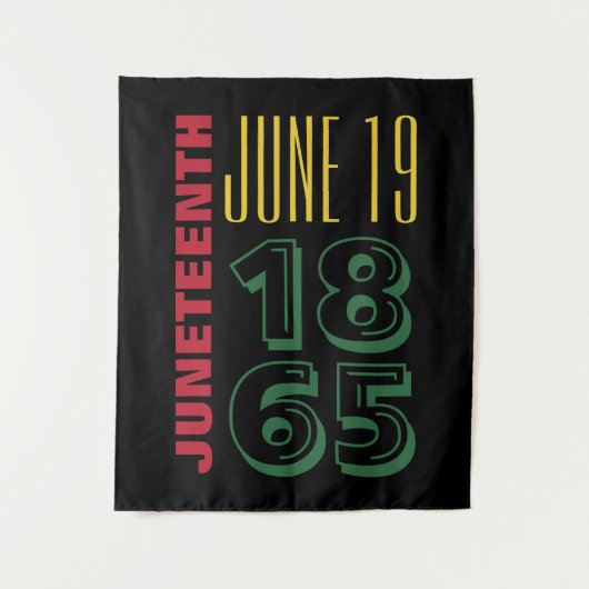 Juneteenth 19 juni 1865 Typografie Zwarte Geschied Wandkleed (Voorkant)