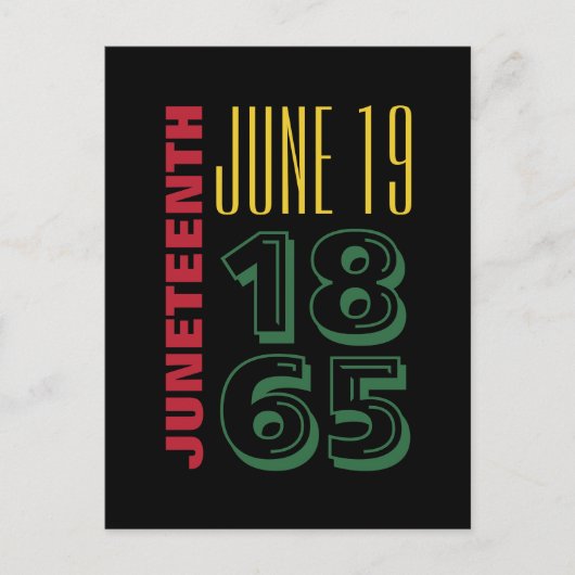 Juneteenth 19 juni 1865 Typografie Zwartengeschied Briefkaart (Voorkant)