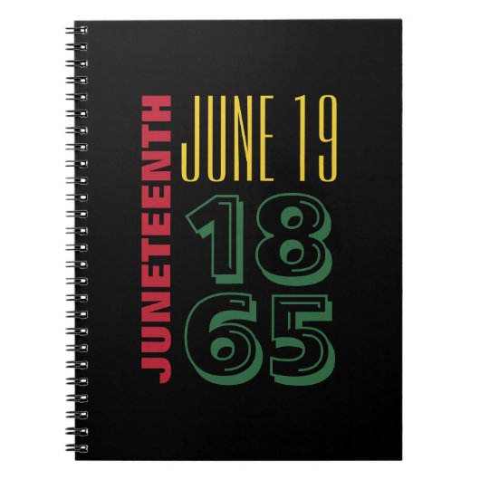 Juneteenth 19 juni 1865 Typografie Zwartengeschied Notitieboek (Voorkant)