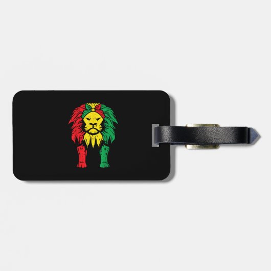 Juneteenth African Lion Rasta Reggae Mannen Kind Bagagelabel (Achterkant horizontaal)