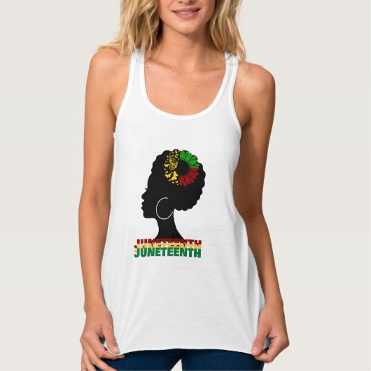 Juneteenth African Sunflower black freedom Afro Tanktop (Voorkant)