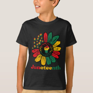 Juneteenth African Sunflower Fists Girls Kinder To T-shirt