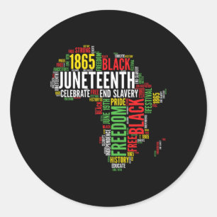 Juneteenth Afrika Kaart Woord Kunst Shirt Black Pr Ronde Sticker