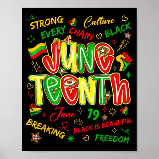 Juneteenth Afrika zwart vrijheid 19 juni 1865 Poster (Voorkant)