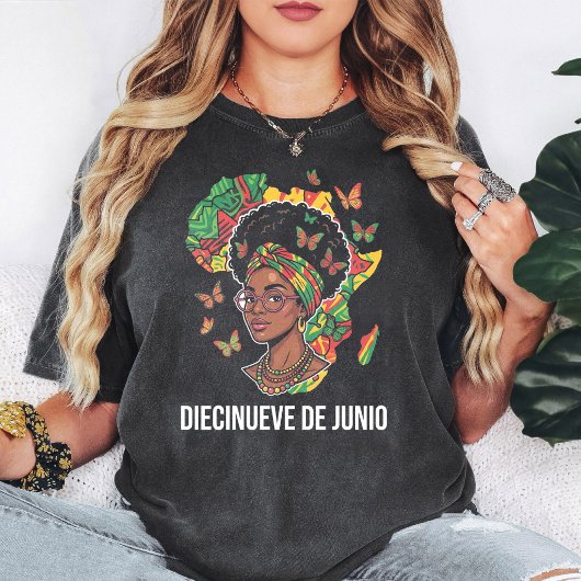 Juneteenth Afrikaanse vrouw vlinders T-shirt