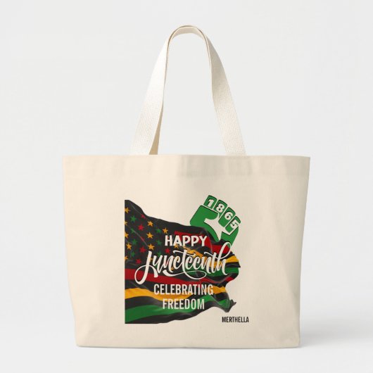 JUNETEENTH Afro-Amerikaanse Vlag Grote Tote Bag (Voorkant)