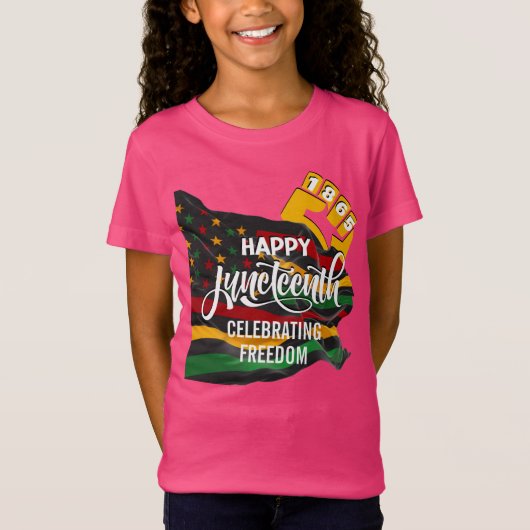 JUNETEENTH Afro-Amerikaanse Vlag T-shirt (Voorkant)