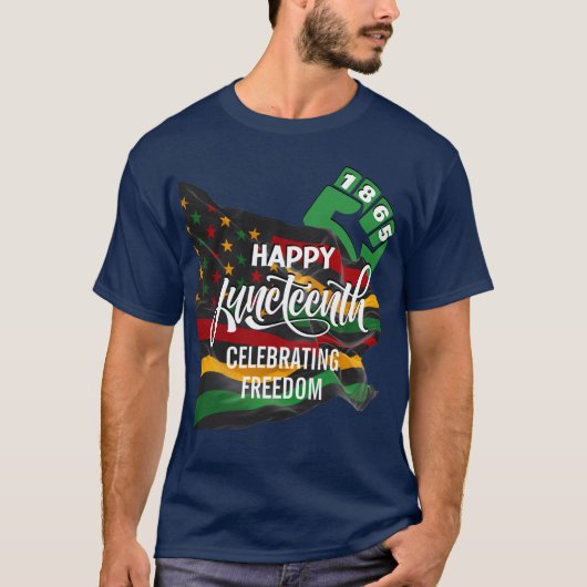 JUNETEENTH Afro-Amerikaanse Vlag T-shirt (Voorkant)