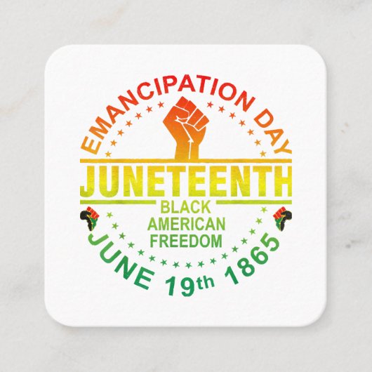 Juneteenth Afro-Amerikaanse Vrijheid Zwart 1865 Vierkante Visitekaartje (Voorkant)