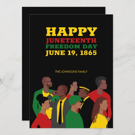 Juneteenth Afro-Amerikaanse Vrijheidsdag Zwart Kaart (Voorkant / Achterkant)