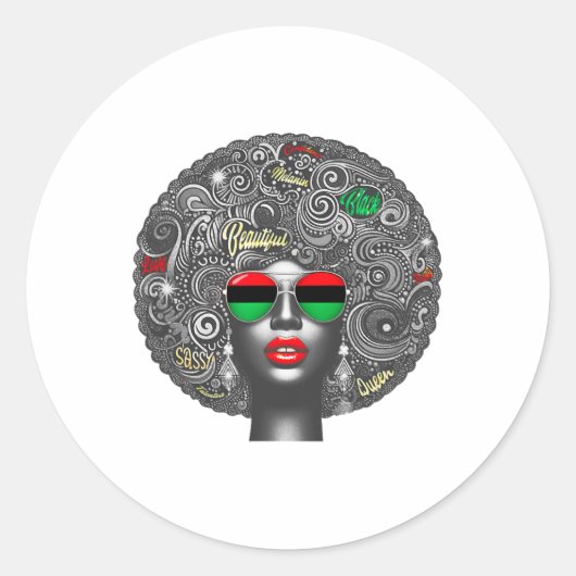 Juneteenth Afro-Amerikaanse Vrouwen Zwarte Geschie Ronde Sticker (Voorkant)