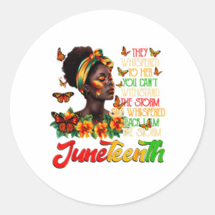 Juneteenth Afro-Amerikaanse zwarte vrouwen zwart Ronde Sticker