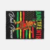 Juneteenth afro meisje dabbing zwarte prinses kind fleece deken (Voorkant (Horizontaal))
