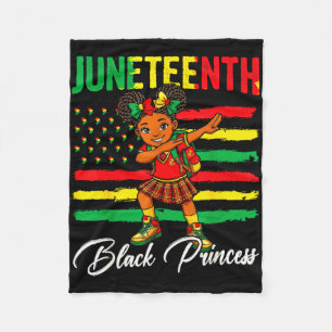 Juneteenth afro meisje dabbing zwarte prinses kind fleece deken
