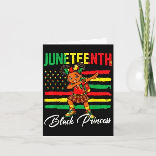 Juneteenth afro meisje dabbing zwarte prinses kind kaart (Voorkant)