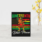 Juneteenth afro meisje dabbing zwarte prinses kind kaart (Gele Bloem)