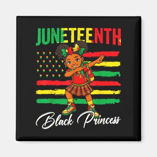 Juneteenth afro meisje dabbing zwarte prinses kind magneet (Voorkant)