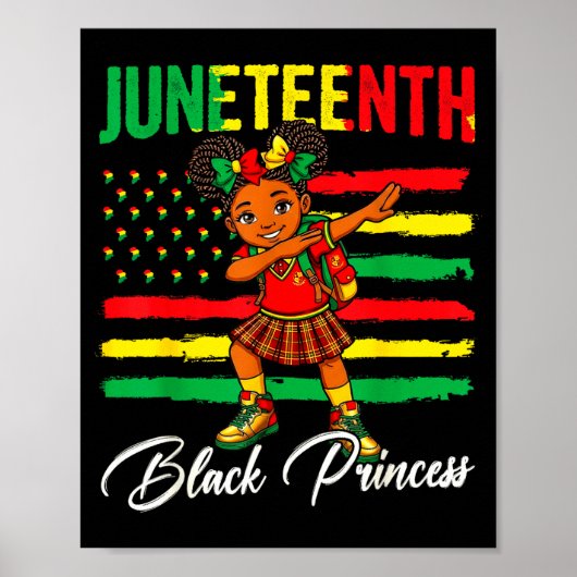 Juneteenth afro meisje dabbing zwarte prinses kind poster (Voorkant)