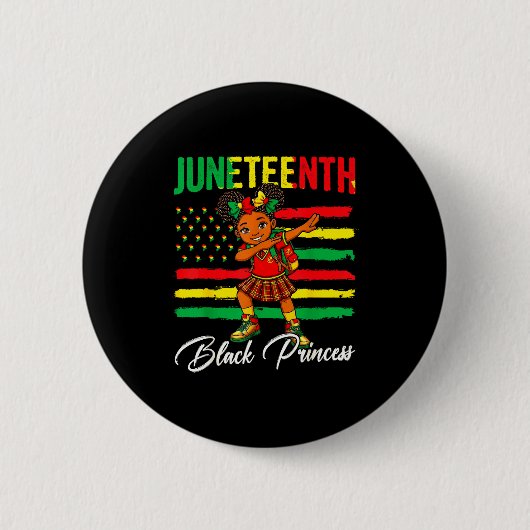 Juneteenth afro meisje dabbing zwarte prinses kind ronde button 5,7 cm (Voorkant)