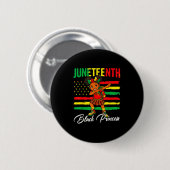 Juneteenth afro meisje dabbing zwarte prinses kind ronde button 5,7 cm (Voorkant /achterkant)