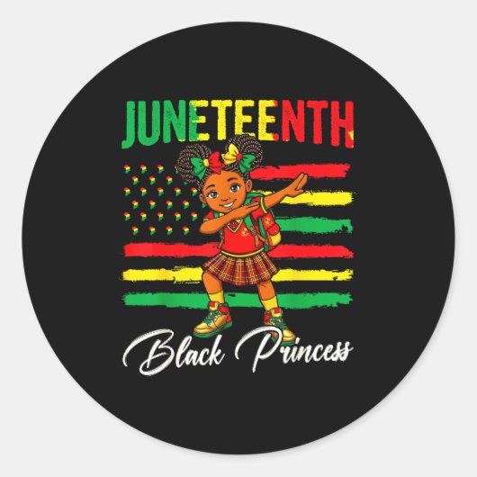 Juneteenth afro meisje dabbing zwarte prinses kind ronde sticker (Voorkant)