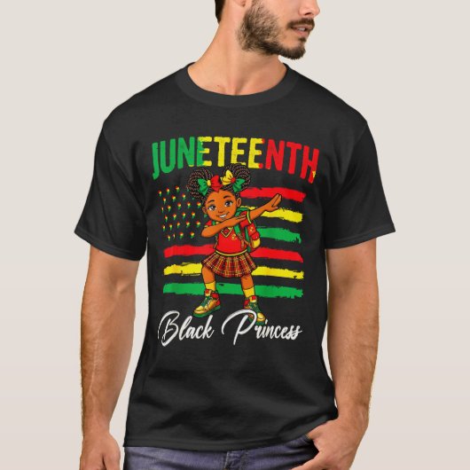 Juneteenth afro meisje dabbing zwarte prinses kind t-shirt (Voorkant)