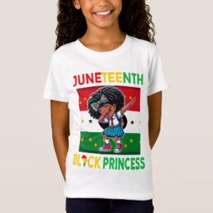 Juneteenth Afro Melanin Dabbing Girl Princess Afri T-shirt