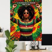 Juneteenth Afro-vrouw, Melanine Zwarte Meisje Poster (Thuiskantoor)